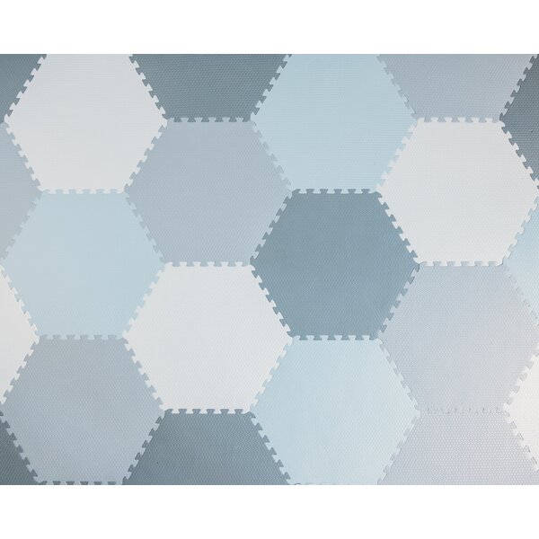 16 Piece White & Black Square Interlocking Foam Puzzle Mat Floor Tiles w/ Border 