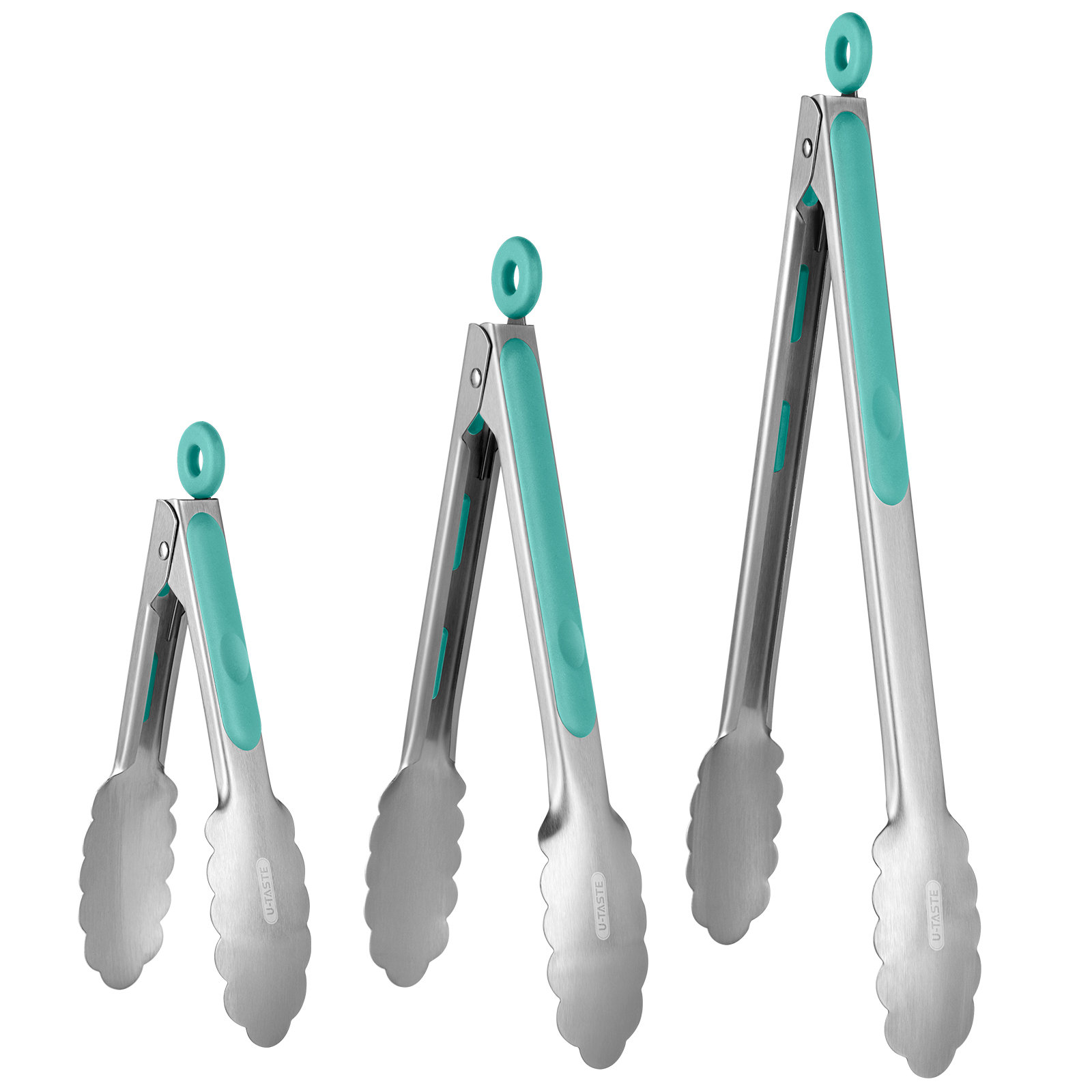 UTaste 18/8 Stainless Steel Kitchen Tongs 7+9+12 Inch Heat Resistant