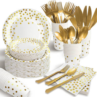 Initial “C” European Made for Upscale Wedding and Dining LINEN FEEL DISPOSABLE MONOGRAMMED GUEST TOWELS Ivory/Gold 24 pc 