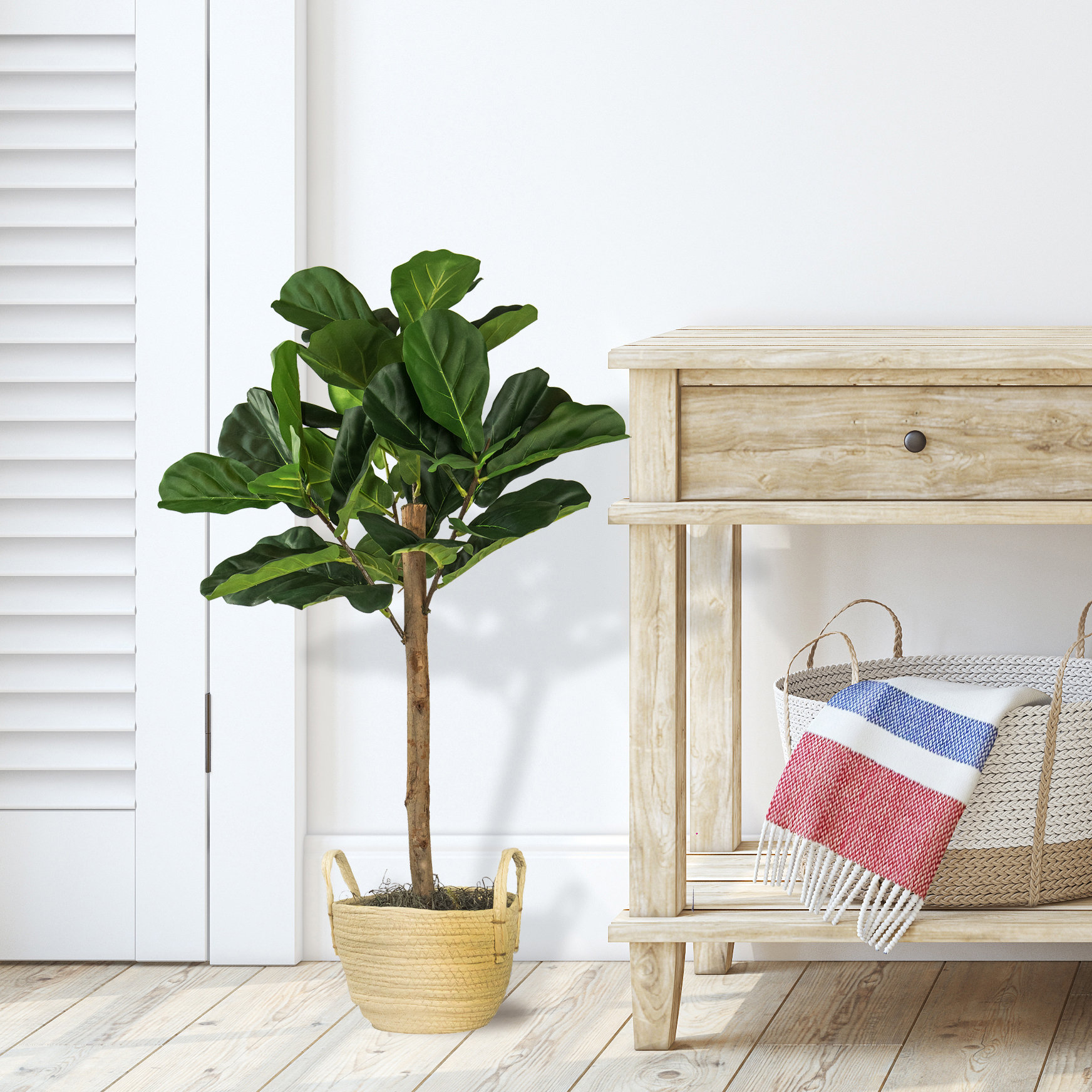 Primrue 36" Artificial Fiddle Leaf Fig Tree in Basket Wayfair