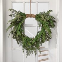 Traditional Everyday Mixed Greenery Front Door Wreath Ready to Ship Reduced Price