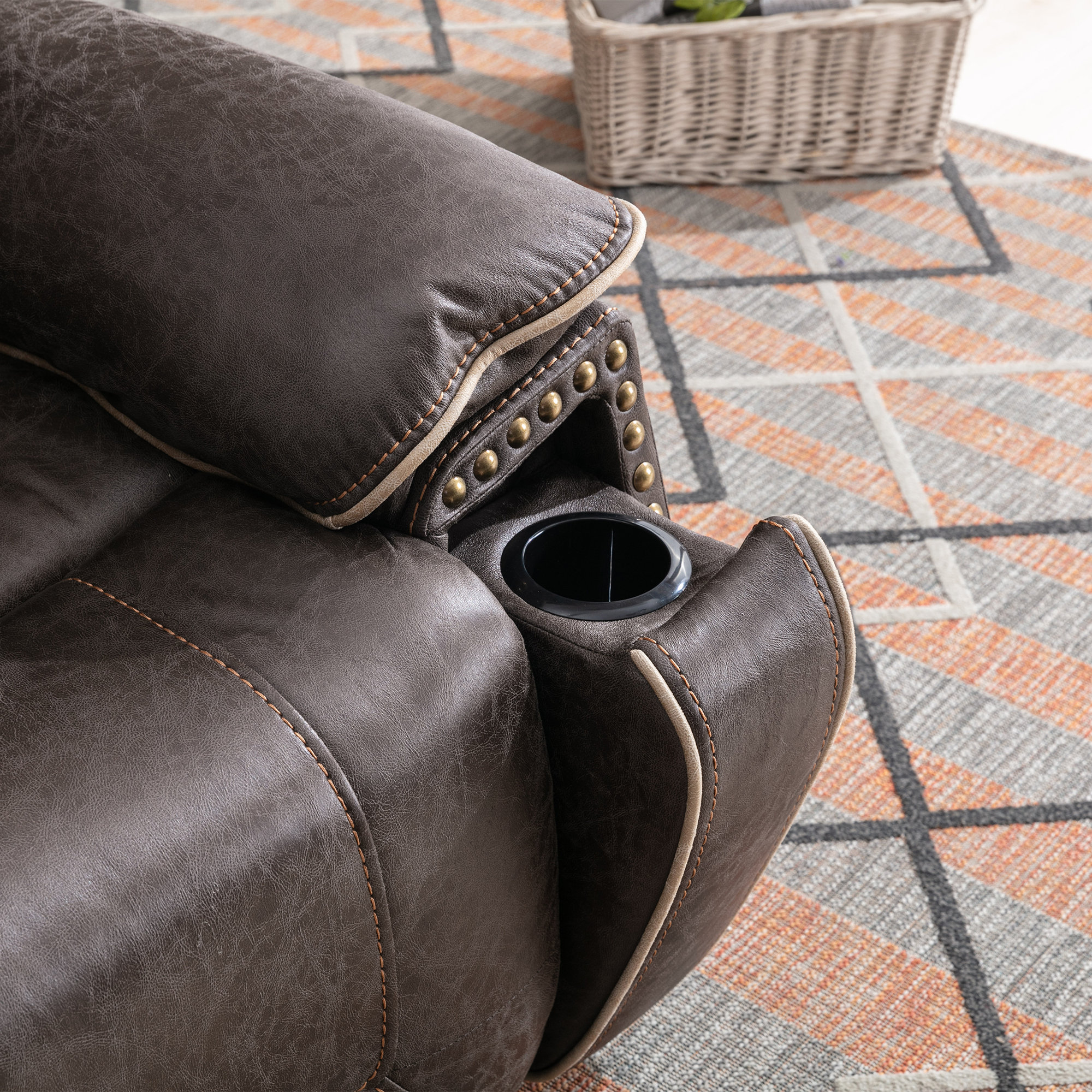 Bonzy Home 41" Wide Vintage Vegan Leather Dual Motor Power Recliner