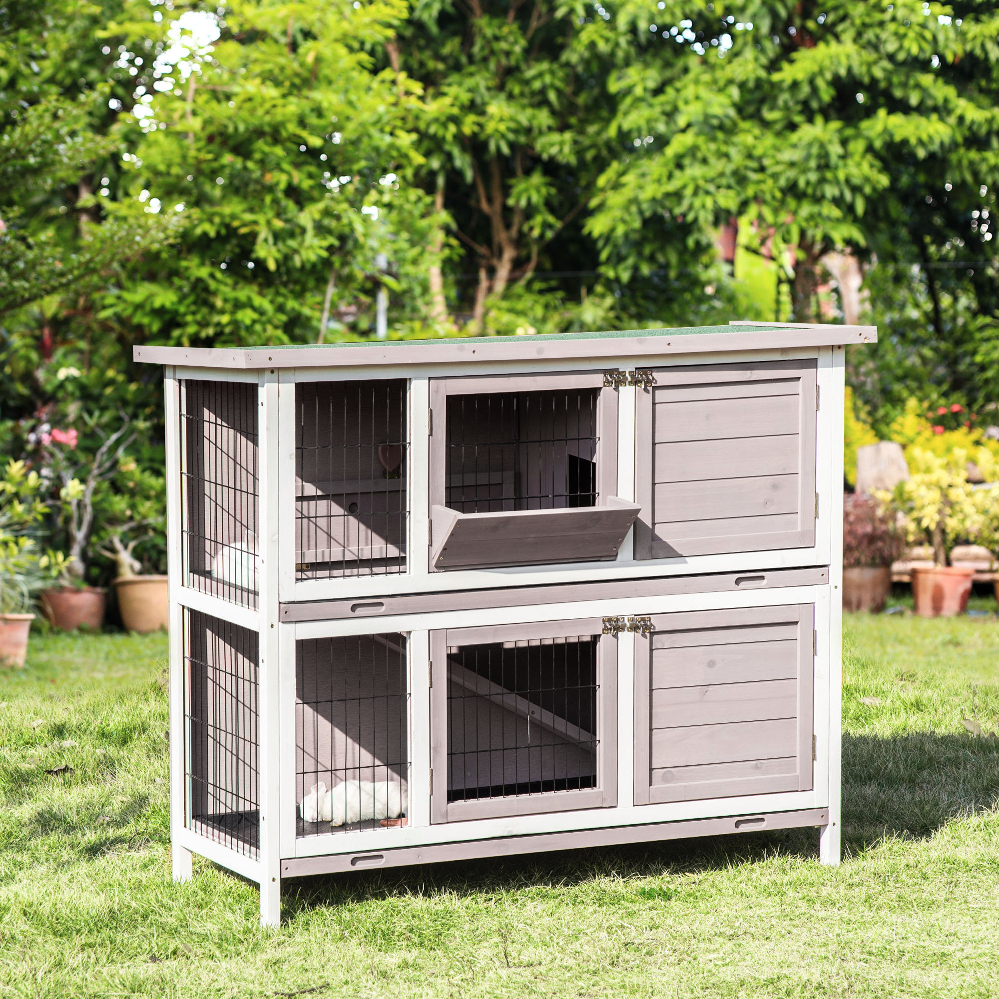 Tucker Murphy Pet™ Amberlie Weather Resistant Rabbit Hutch with Ramp