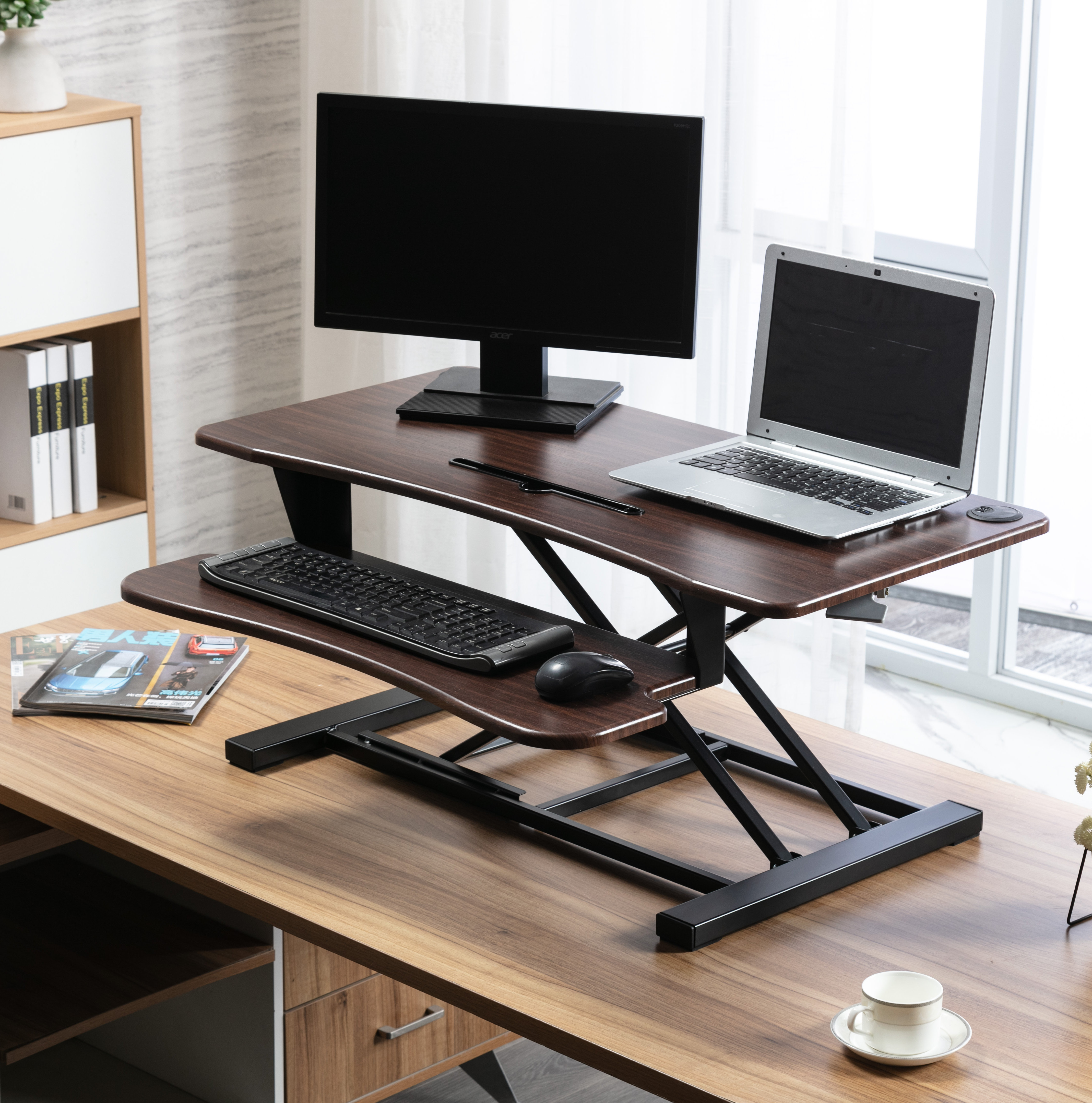 Inbox Zero Height Adjustable Standing Desk Converter Wayfair