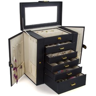 Jewelry Box Organizer Storage Case Beautiful Floral Design Gold Orange Brown 