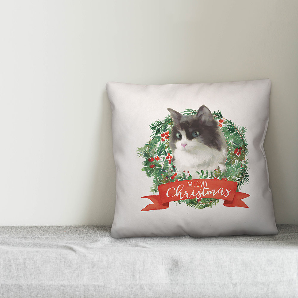 holiday cat pillow