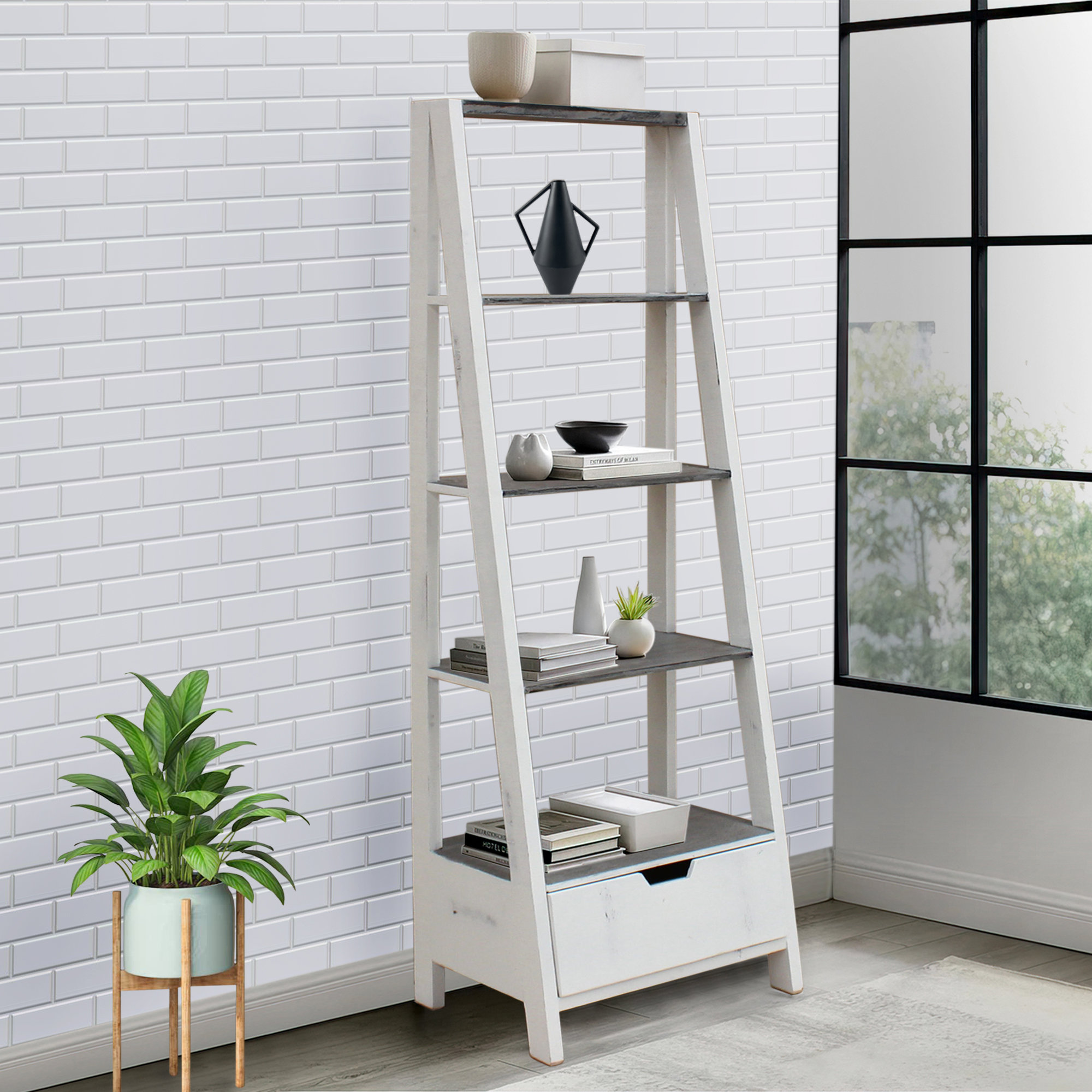 Gracie Oaks RubyMai Etagere Ladder Bookcase Wayfair