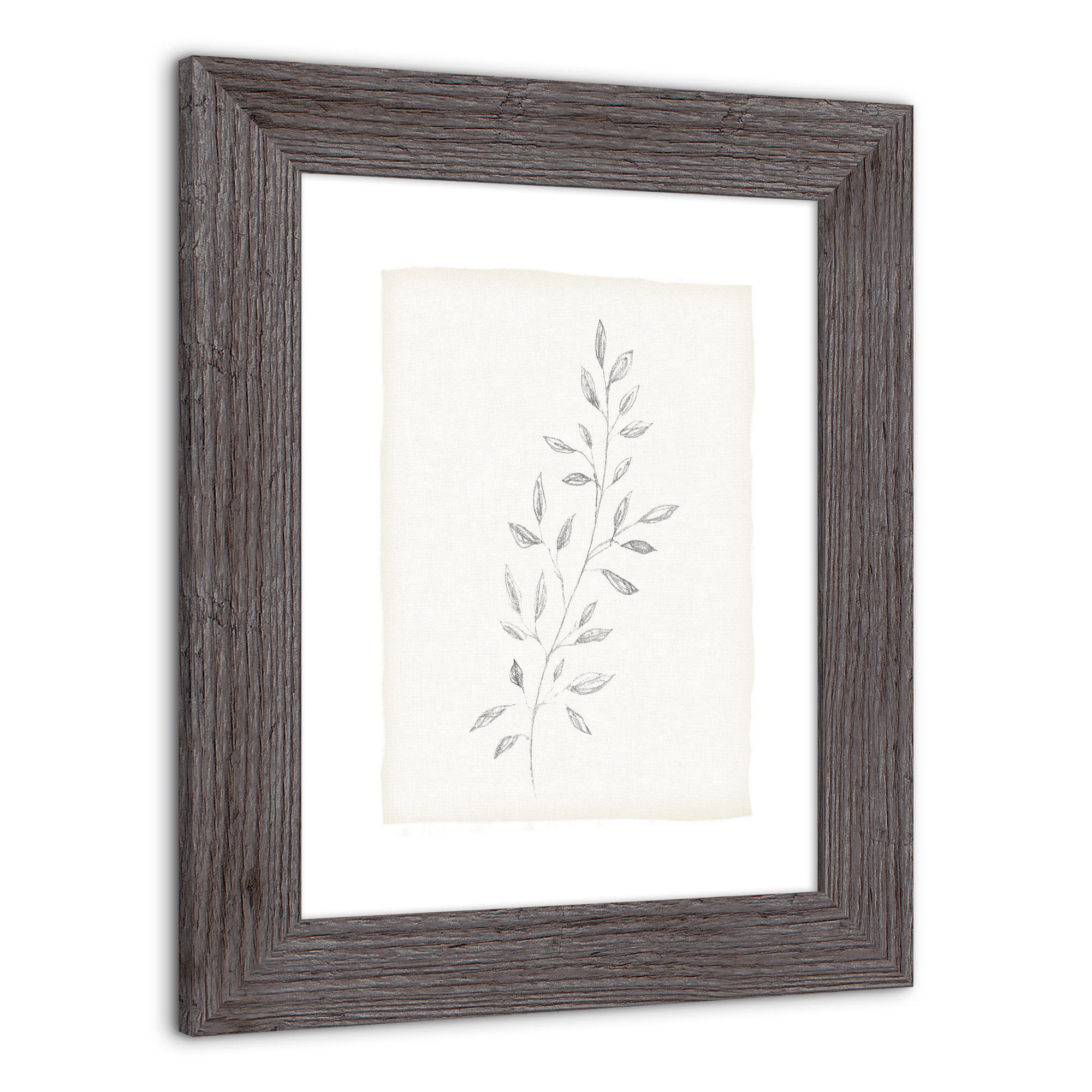 Red Barrel Studio® Leaves On Linen Picture Frame Print on MDF Wayfair