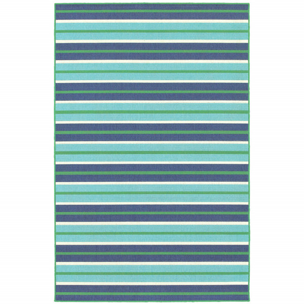 Rosecliff Heights Bagrat Blue/Green Indoor/Outdoor Rug | Wayfair