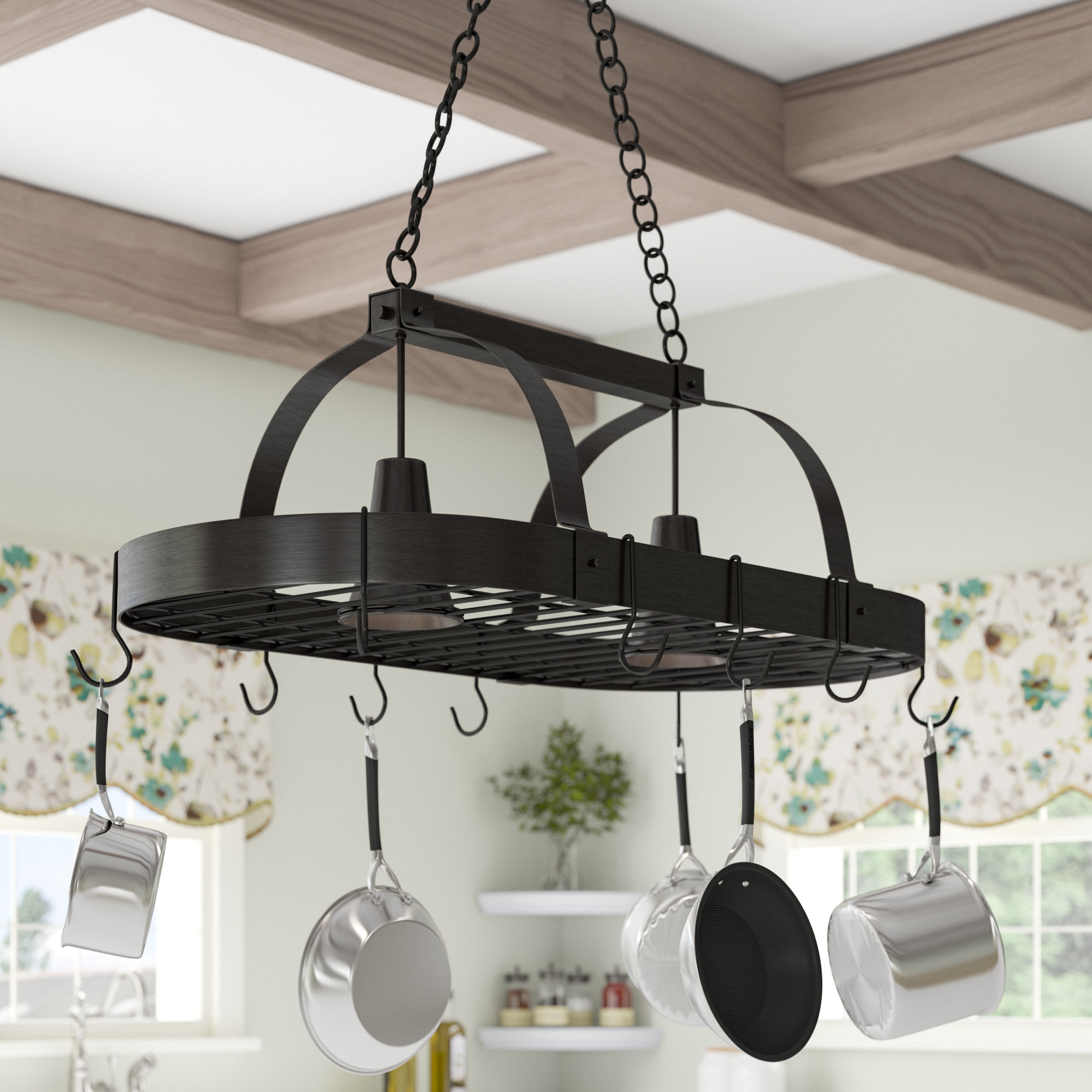 Prep Savour Acuna 2 Light Kitchen Hanging Pot Rack Reviews Wayfair Prep Savour Acuna 2 Light Kitchen Hanging Pot Rack Reviews Wayfair