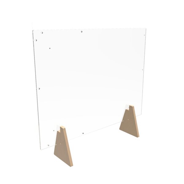 48” x 24” Portable Freestanding Shield with Access Hole Sneeze Guard 