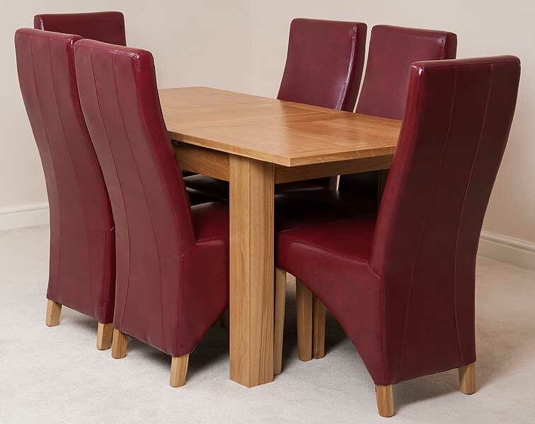 Riback Kitchen Dining Set with 6 Chairs red