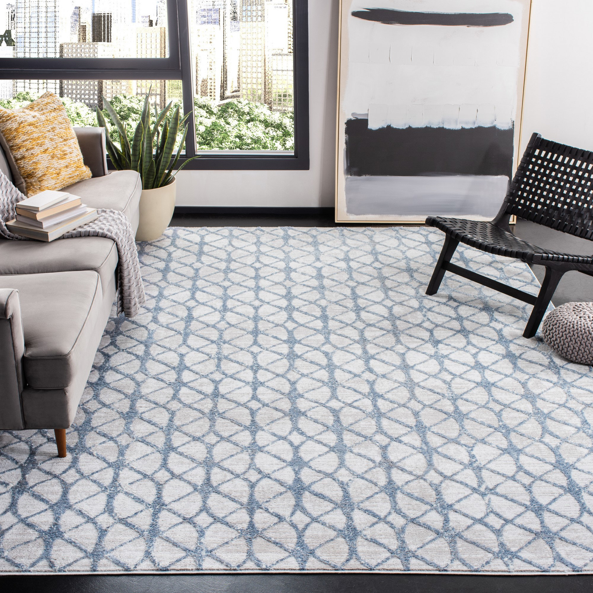 Breakwater Bay Shellie Geometric Blue Area Rug & Reviews Wayfair