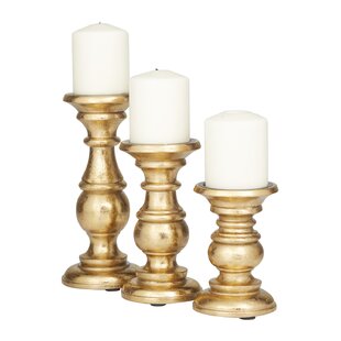 3 PC Candle Holder Set Home Decor Indoor Accessory Table Shelf Office Metal Gold 