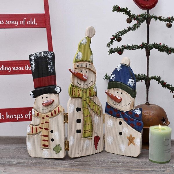 Winter Set of 2 Rustic Forest Snowman LED Plush Hanging Decor Christmas New 