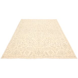 One-of-a-Kind Fjorda Hand-Knotted 2010S 8'11" X 12'3" Wool Area Rug in Ivory