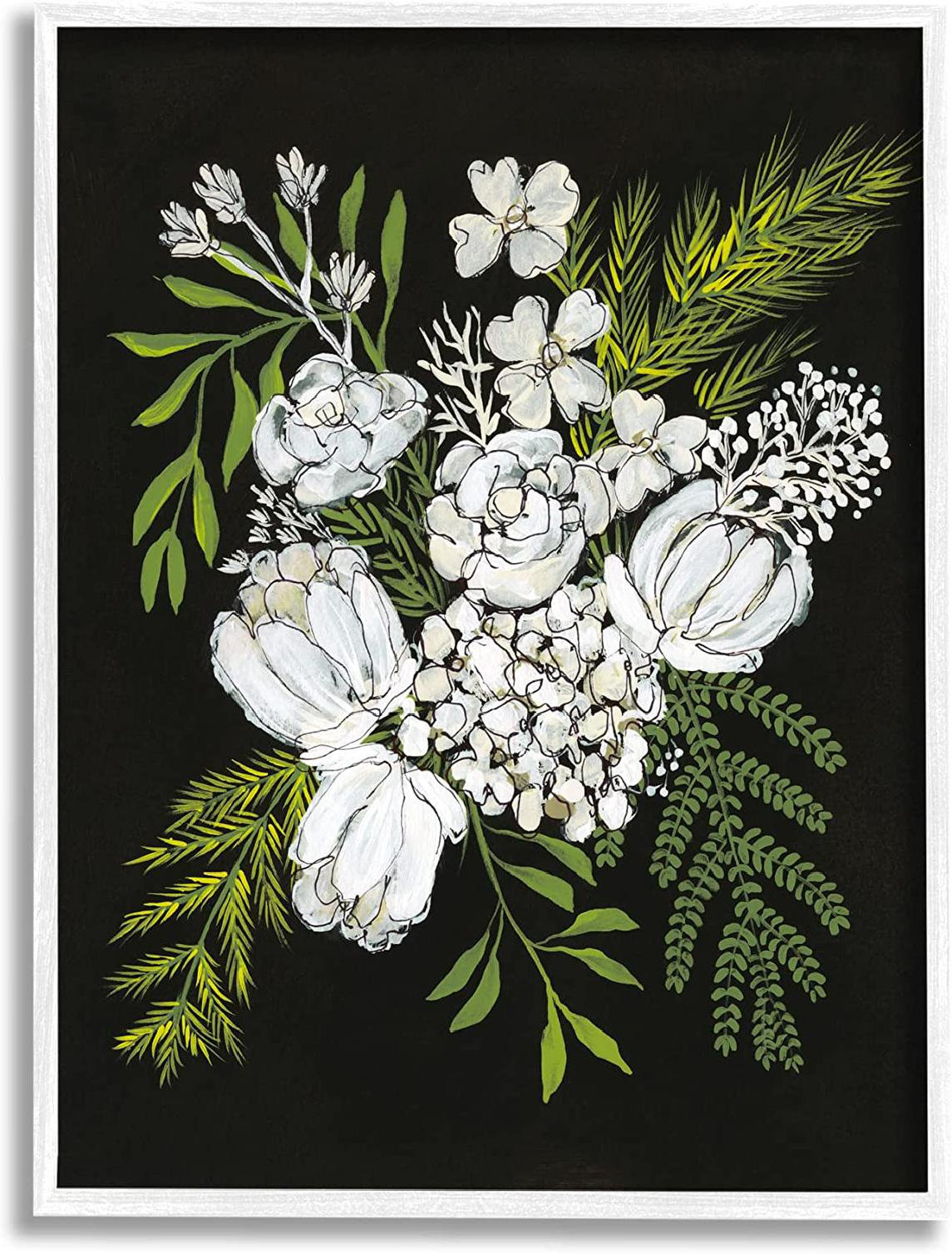Red Barrel Studio® Blooming White Flower Arrangement Design Framed Wa Blooming Flower