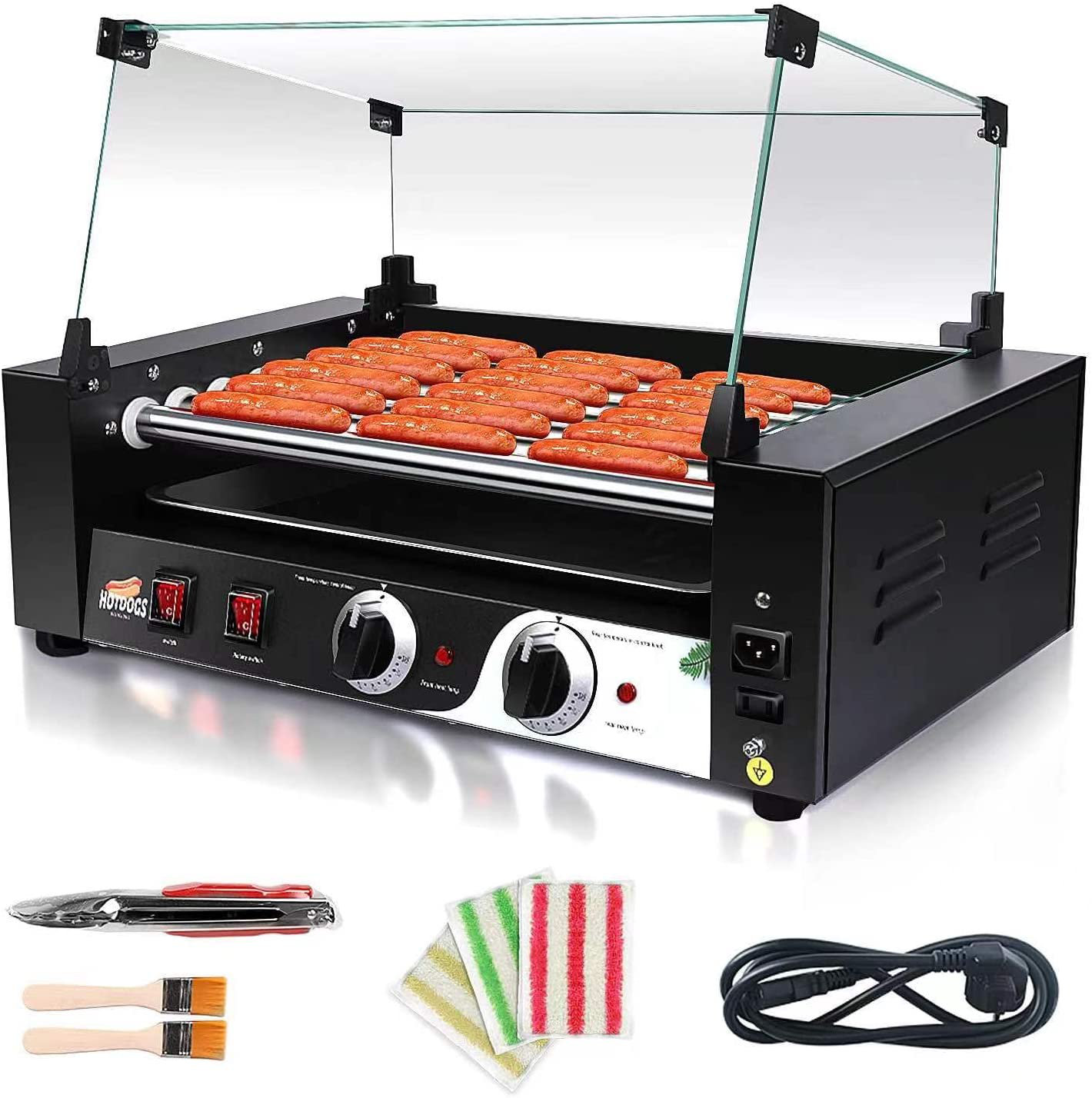 LIANQIAN Electric 18 Hot Dog 7 Roller Grill Cooker Machine with Cover