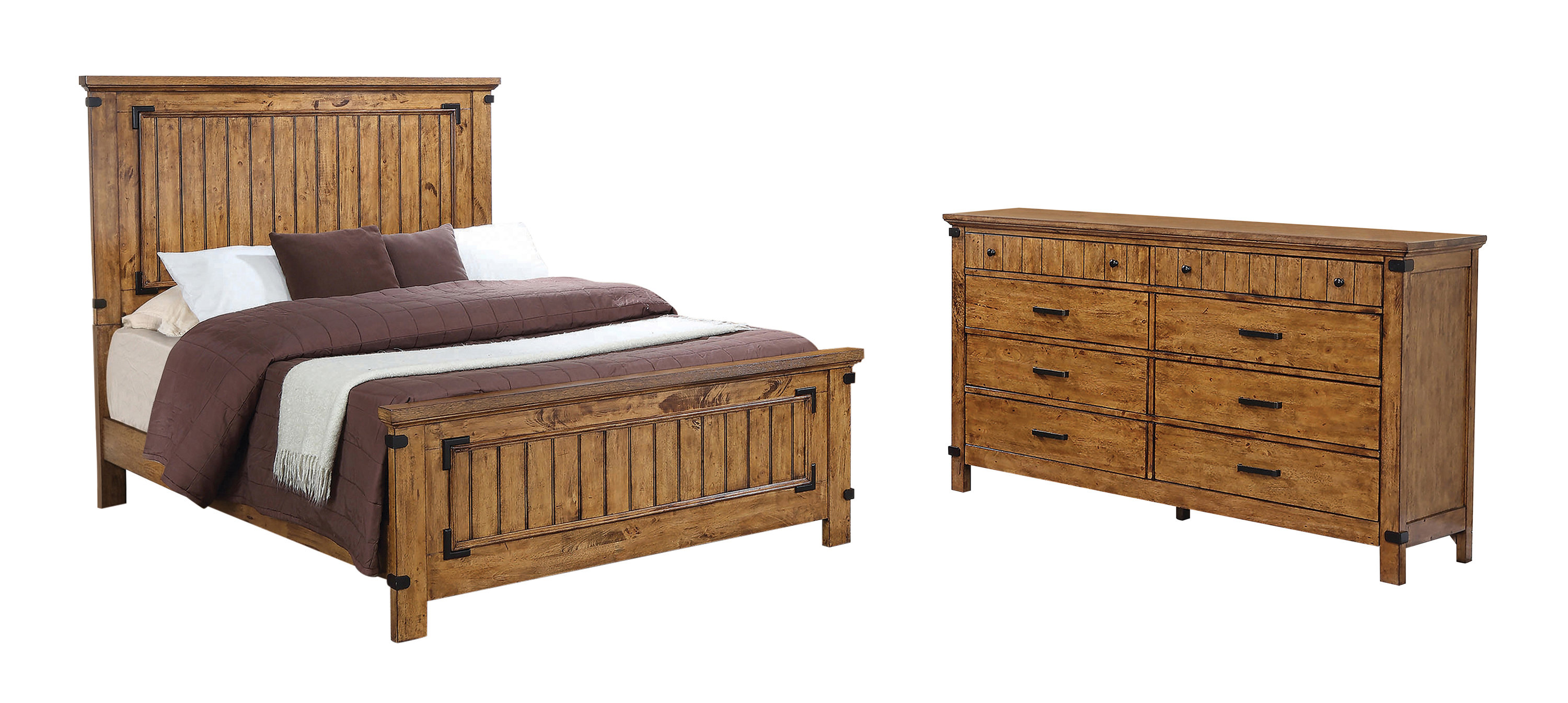 CDecor Home Furnishings Corvallis Rustic Honey 2Piece King Bedroom Set