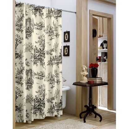 Shower Curtain Elysee French Country 100% Cotton Fleur-de-lis 5 Layered Ruffles 