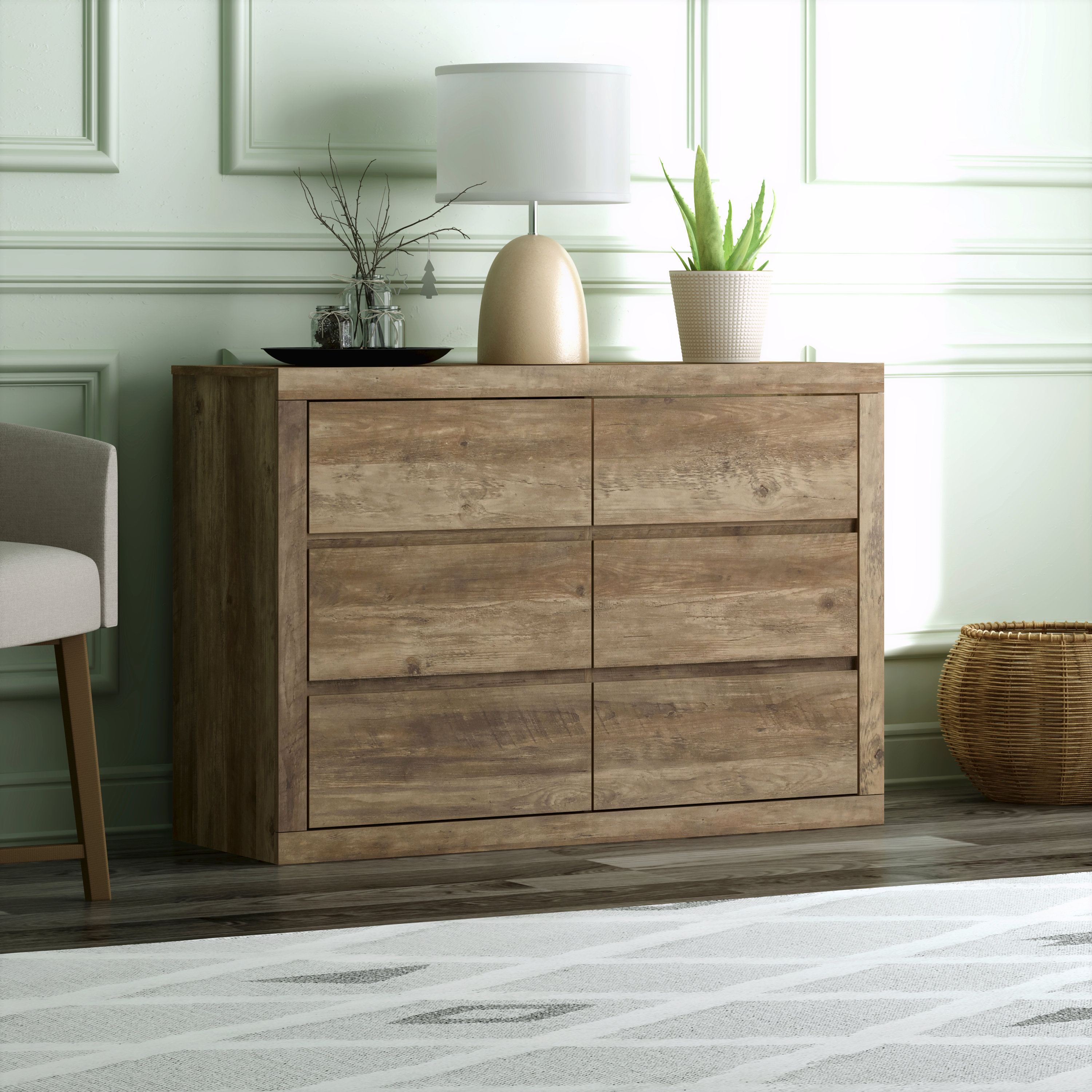 Latitude Run® Besije 6 Drawer 46.46'' W Double Dresser & Reviews | Wayfair