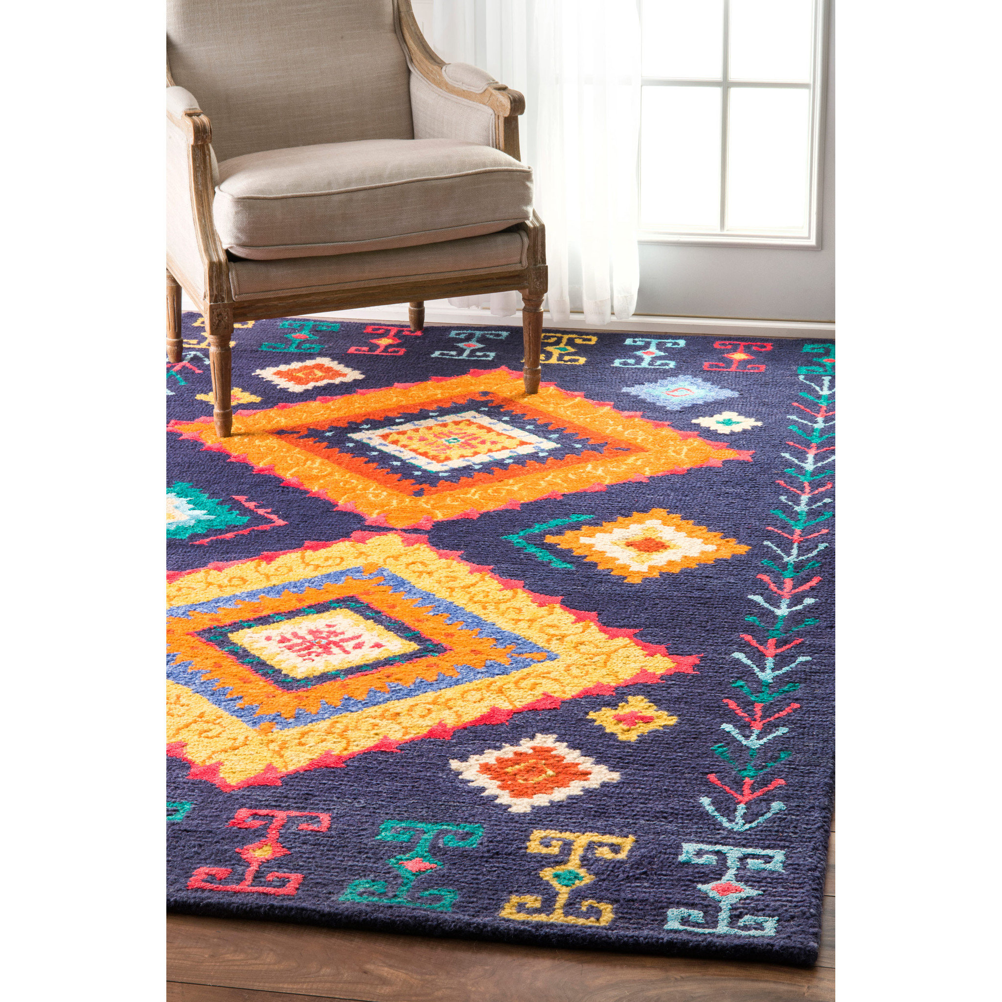 Hokku Designs Bahman Handmade Wool Navy Rug & Reviews Wayfair