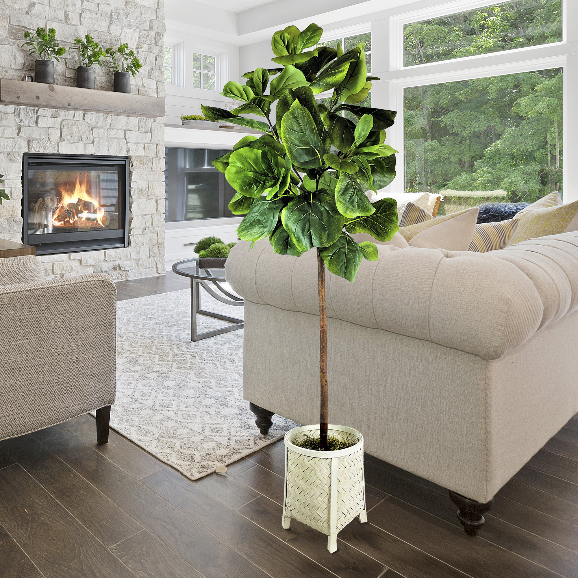 Primrue 60'' Faux Fiddle Leaf Fig Tree in Basket Wayfair