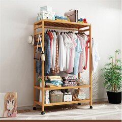WHITE 4ft 1200mm Wide Wall Mounted Clothes Hanging Rail with Wooden Maple Shelf 