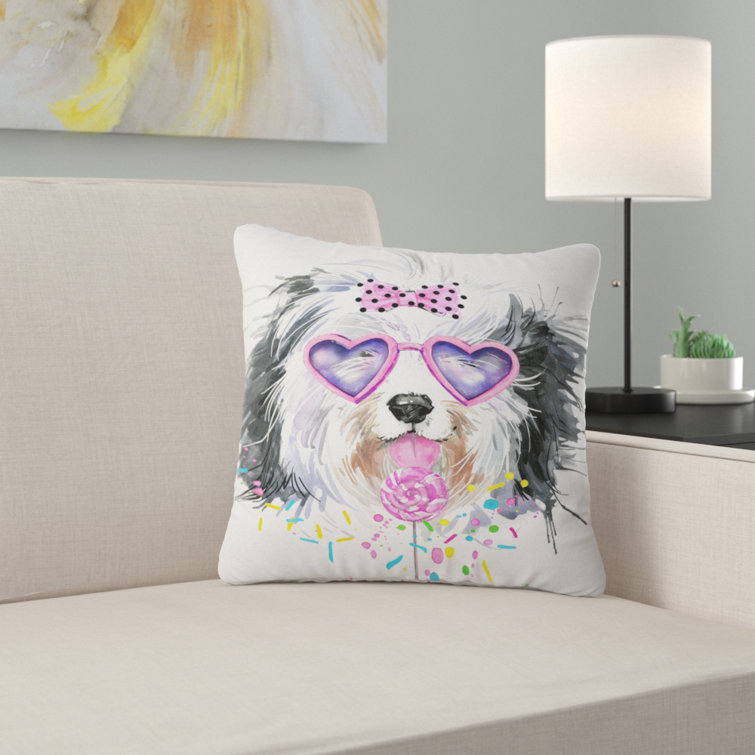 dog with glasses pillow