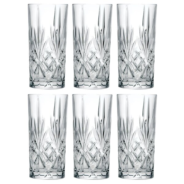 Set of 6 Neman GL6103/11 Hand-Made Crystal Highball Cocktail Glasses 7 Oz 