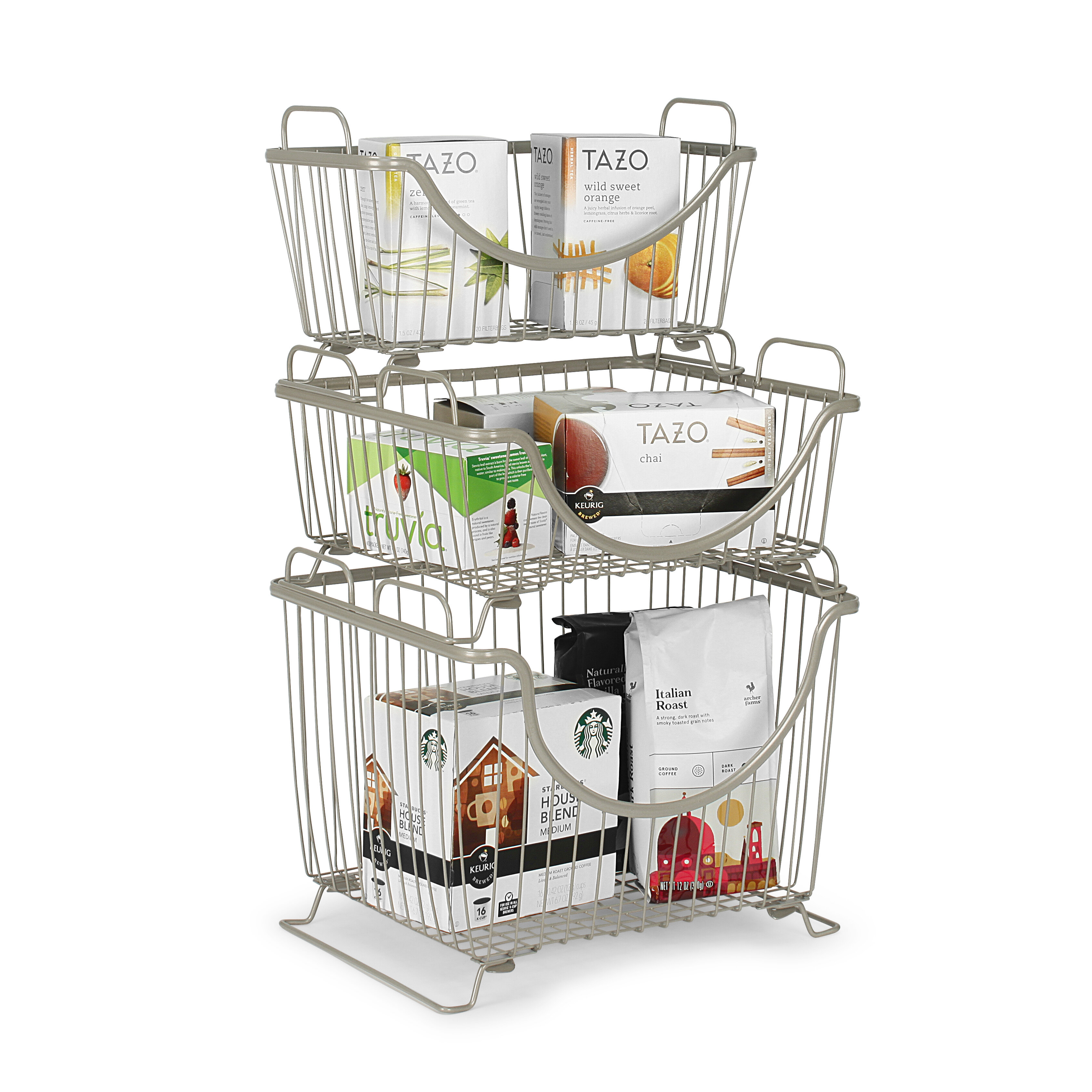mDesign All-Purpose Basket Wire Basket with Han the Stackable Storage Basket 