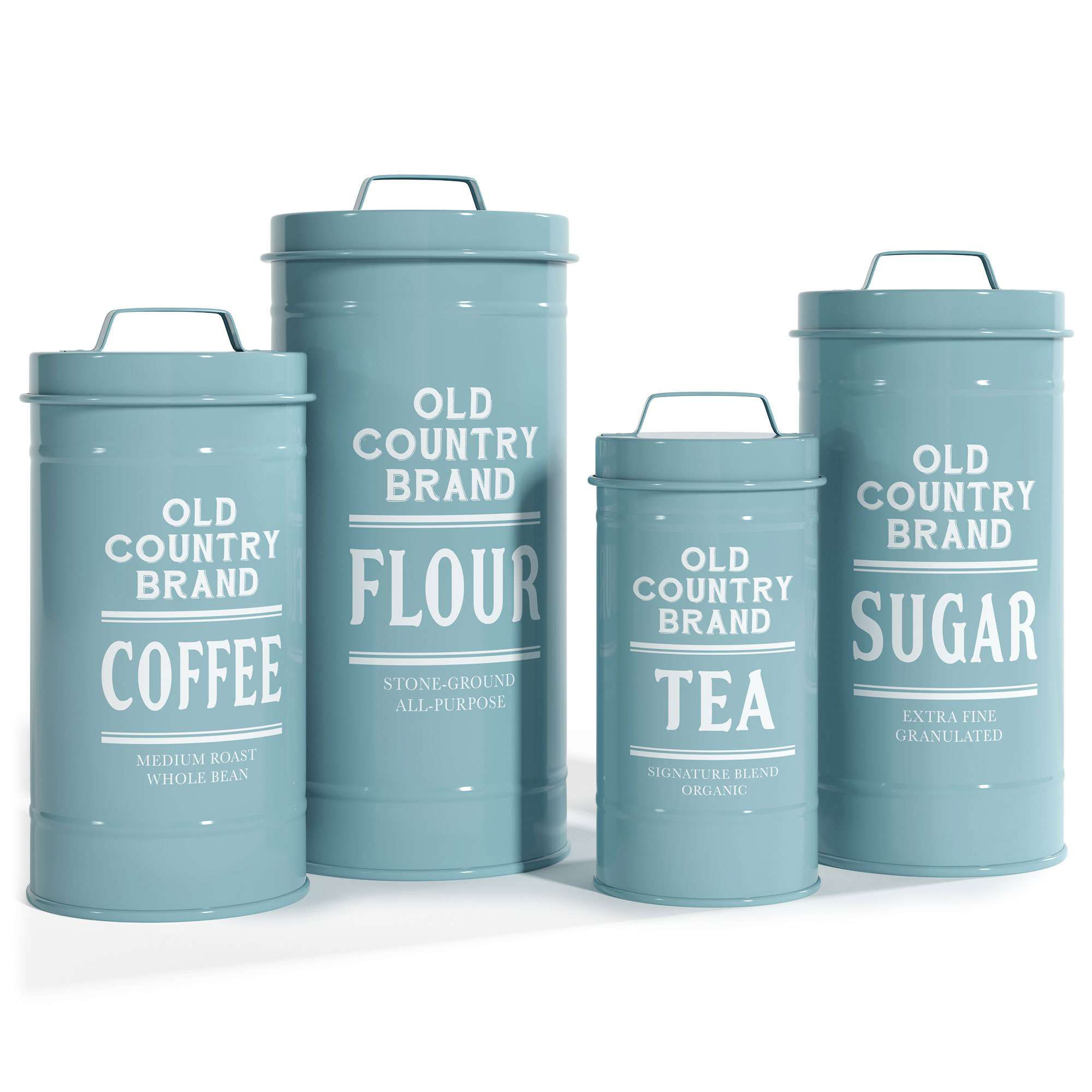 Decorative Nesting Kitchen Canister Jars With Lids, Metal Rustic Vintage Farmhouse Flour Sugar Coffee Tea Storage