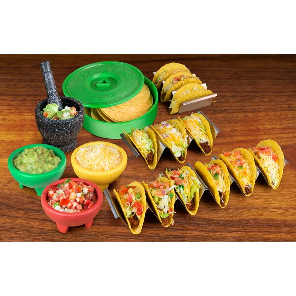 Ceramic Taco Holder for Taco Tuesday Mexican Porcelain Taco Stand with 6 Taco Shell Holders 