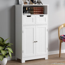 Urbino Freestanding High Gloss White Slim Shelf Cabinet Storage & Shelving Unit 