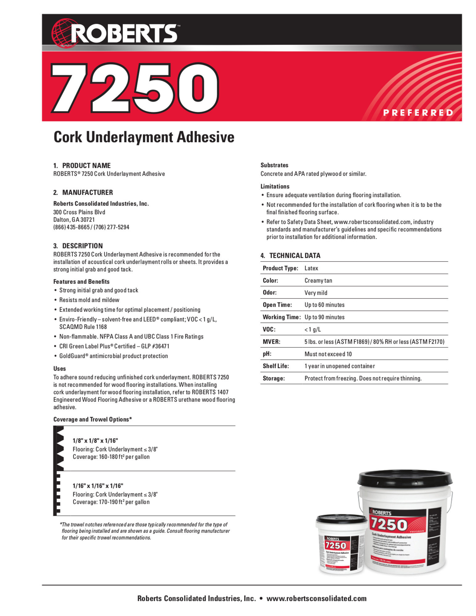 QEP Roberts 1Gal. Pail Of Pro Grade Cork Underlayment Adhesive