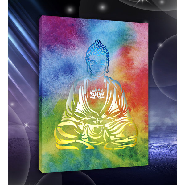 Large Framed Abstract Print Picture Art Buddhist Mandala Colourful Buddha 