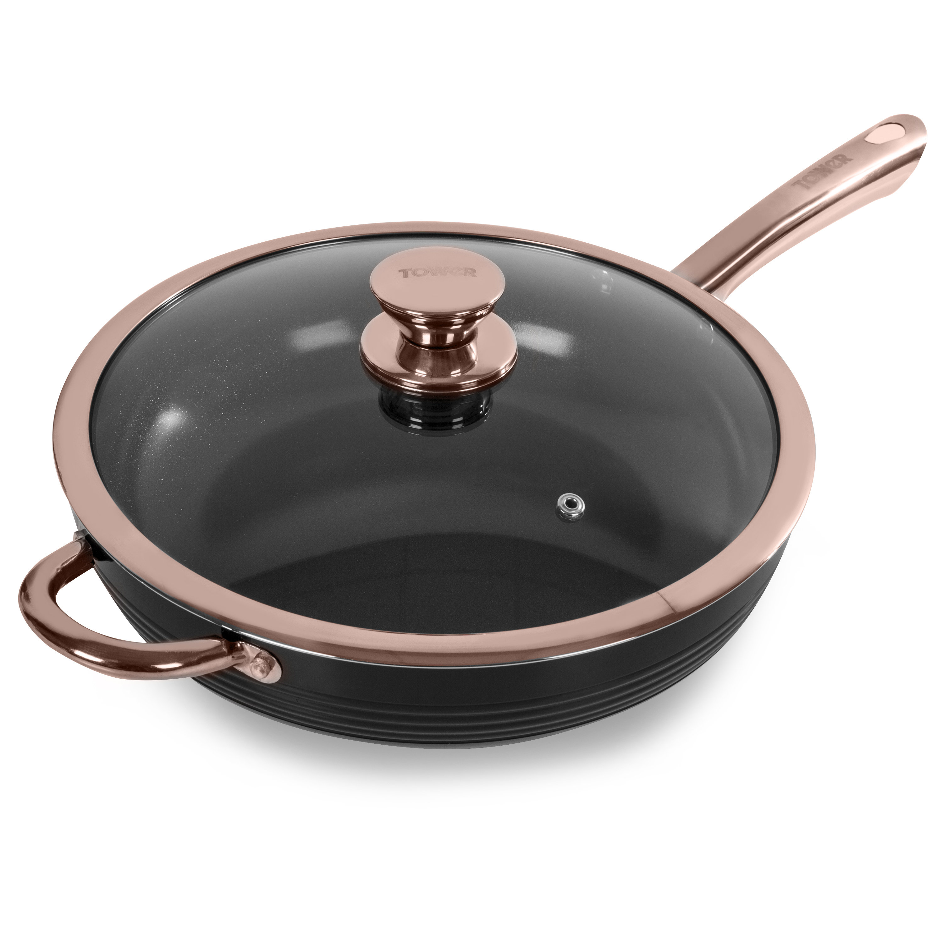 Tower T800003RB Linear Non Stick Induction Saute Pan With Lid, Bonded