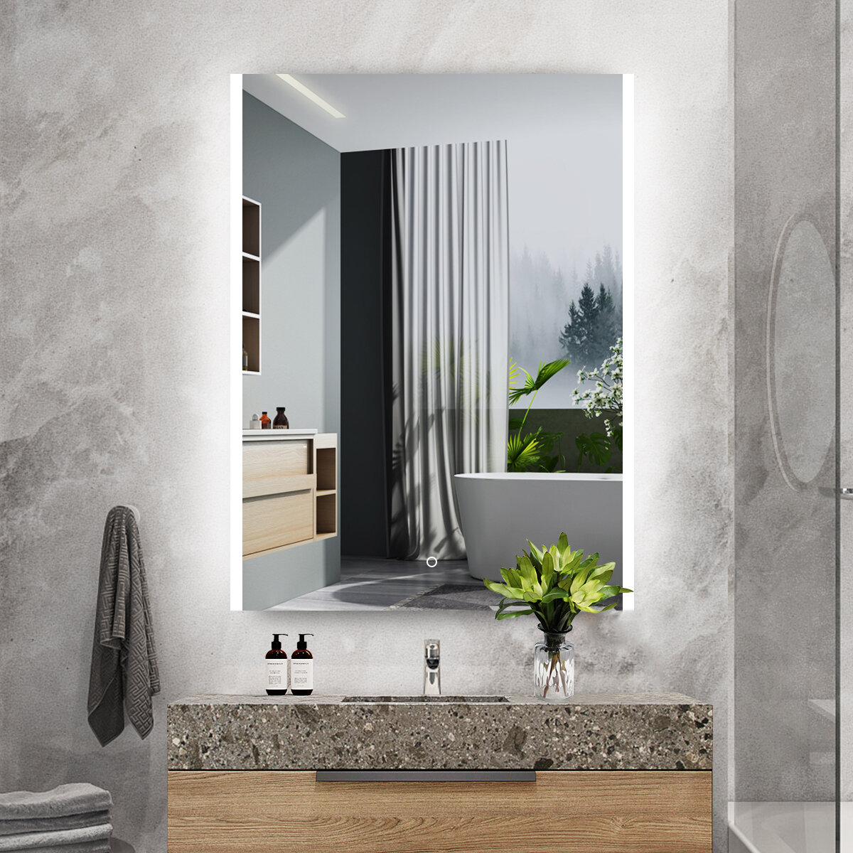600 x 800mm Backlit LED Illuminated Touch Bathroom Mirror Demister  IP44 