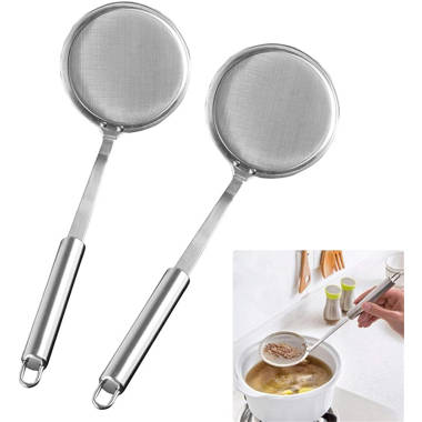 Skimmer Spoon,3 Pack Stainless Steel Skimmer Spoon with Handle for Japanese Hot Pot Fat Skimmer Spoon Fine Mesh Strainer Ladle for Kitchen Skimming Fat Oil Filter 