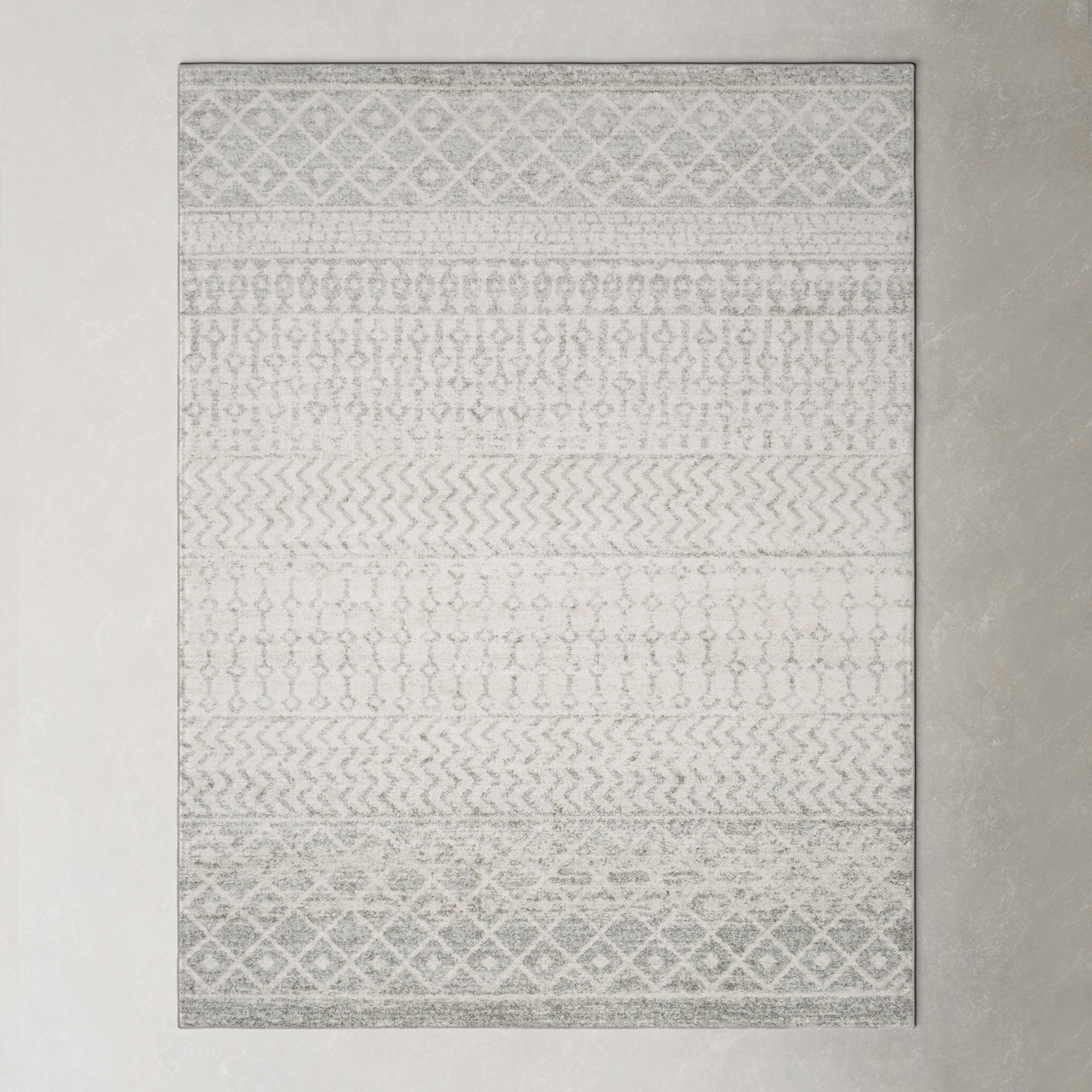 AllModern Kenmore Geometric Light Gray/Gray/White Area Rug & Reviews