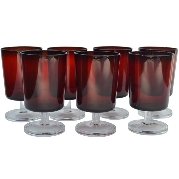 Mexican Glassware Ruby Red Spiral drinking glasses set of 6 