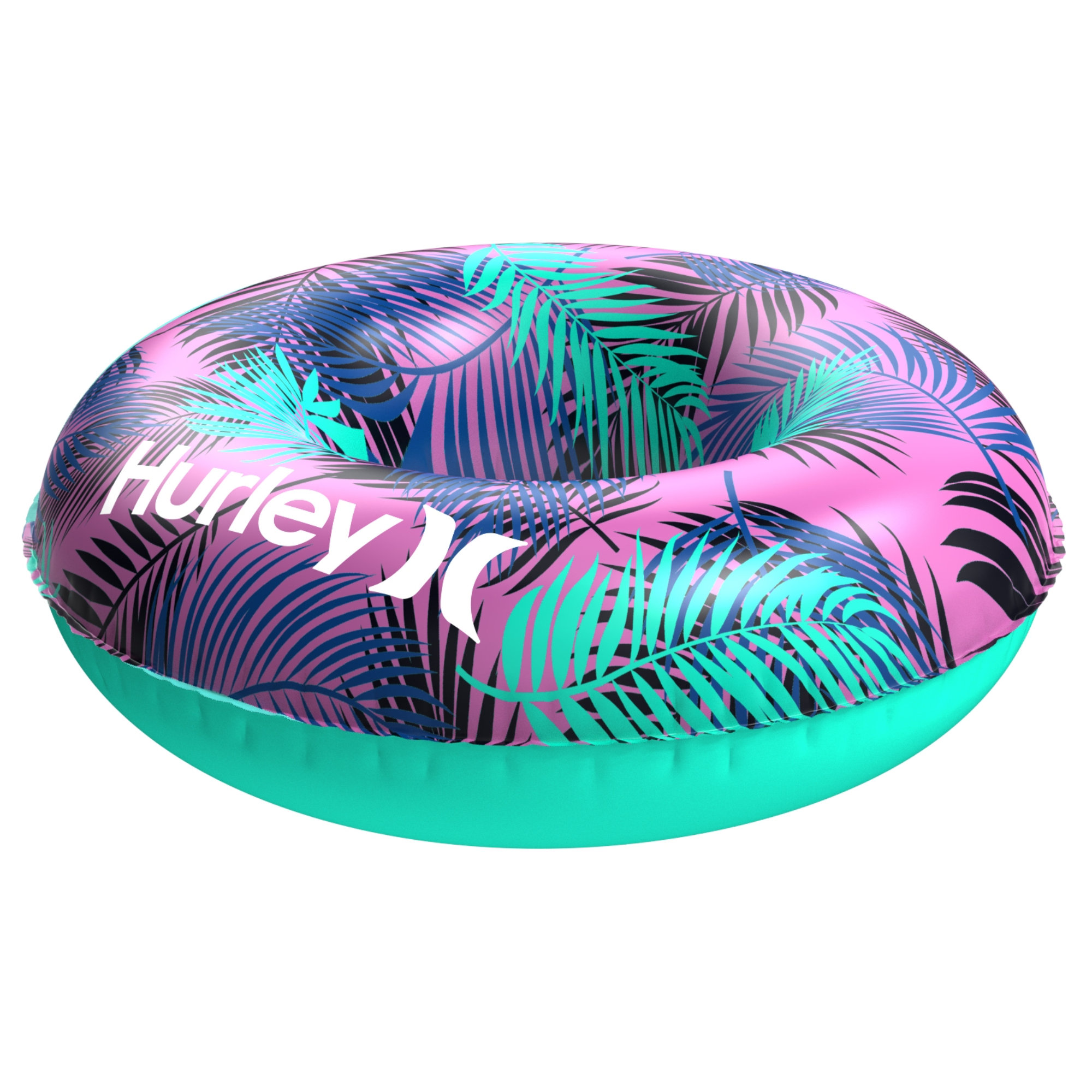 Hurley 32.5" Inflatable Swim Ring, Blue Palm Leaf Design Wayfair