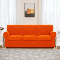 26944368358 JERSEY SOFA "STRETCH" COUCH SLIP COVER--LAZY BOY----ORANGE----FREE SHIPPING !! 
