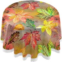 Cafe, Plain Autumn Green Leaves Light ground Vinyl Pvc Wipeclean Tablecloth