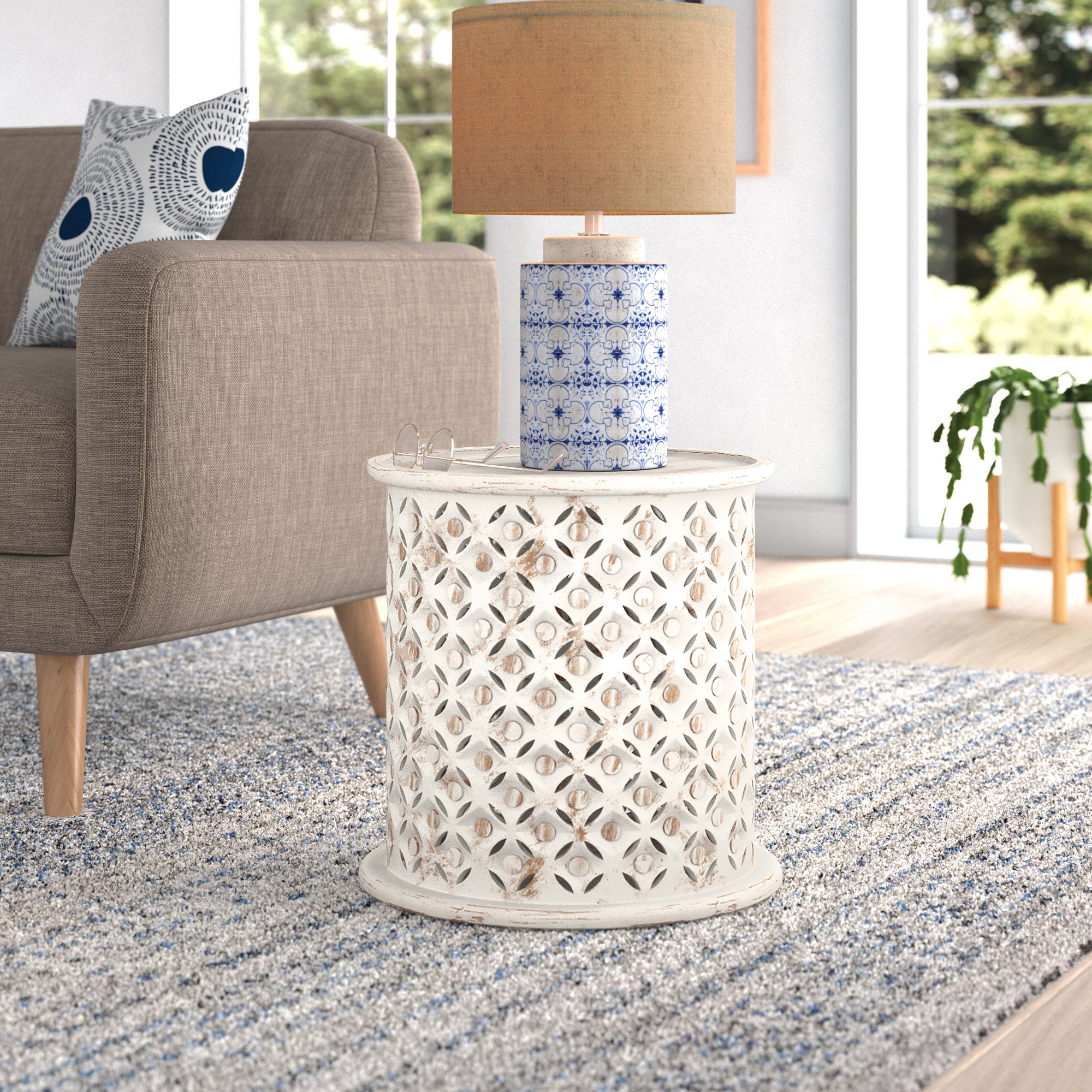 Mistana™ Eakin 18'' Tall Solid Wood Drum End Table & Reviews | Wayfair