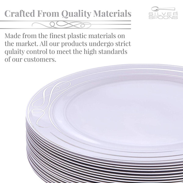 Silver Spoons Bella Heavy Weight Plastic Disposable Party Supplies Set ...