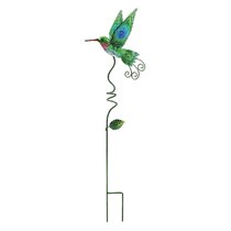 Garden Lawn Yard Decoration bird Hummingbird glass & metal pick stake NEW 31.5" 