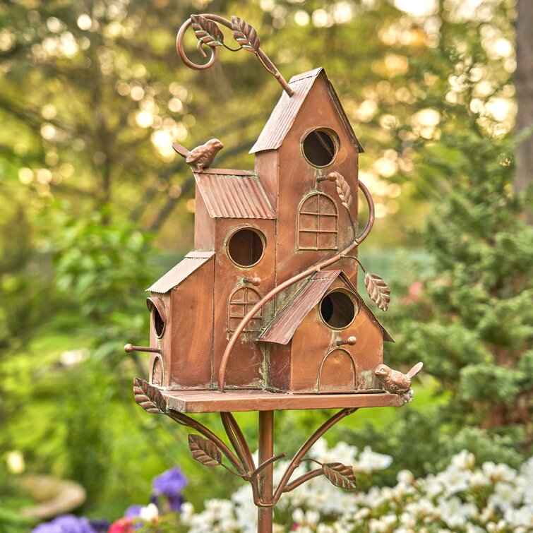 4 Hole Vinyl Bird House with copper top 3 foot tall X-Large   36 inches TALL 