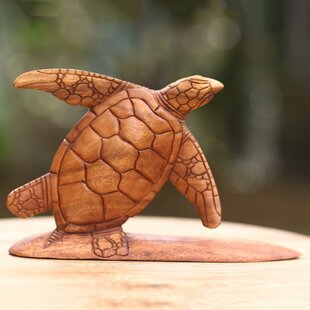 Turtles on Parasite Wood Assorted Designs Wooden Turtle Carvings 