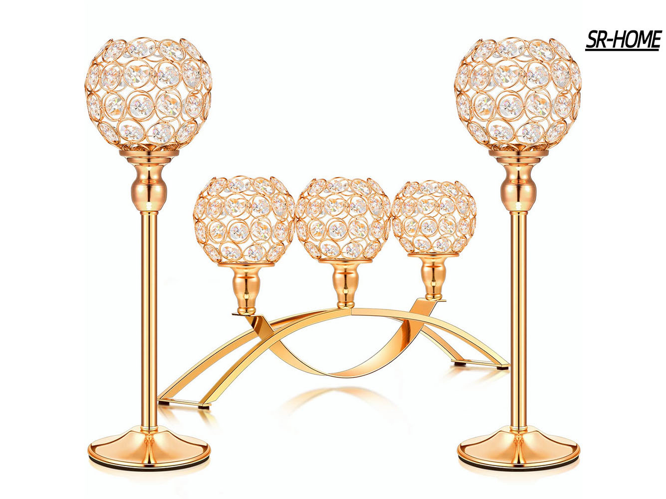 SRHOME Crystal Candle Holders, Tealight Candlestick Candelabra Stand